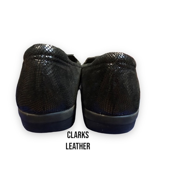 Clarks Leather Loafers Black - Picture 3 of 5